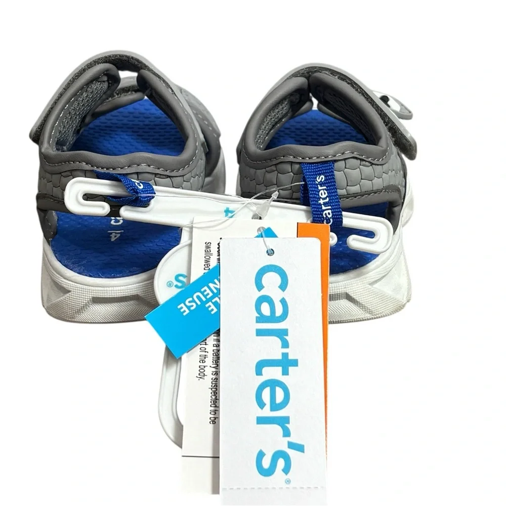 Carter's Toddler Tanis Gray Shark Light Up Sandal - 4M‎ NEW